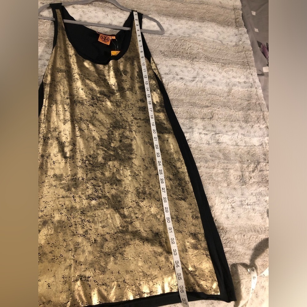: : TORY BURCH New w/ Tag Metallic Gold & Black Sleeveless Dress : : - Picture 2 of 9